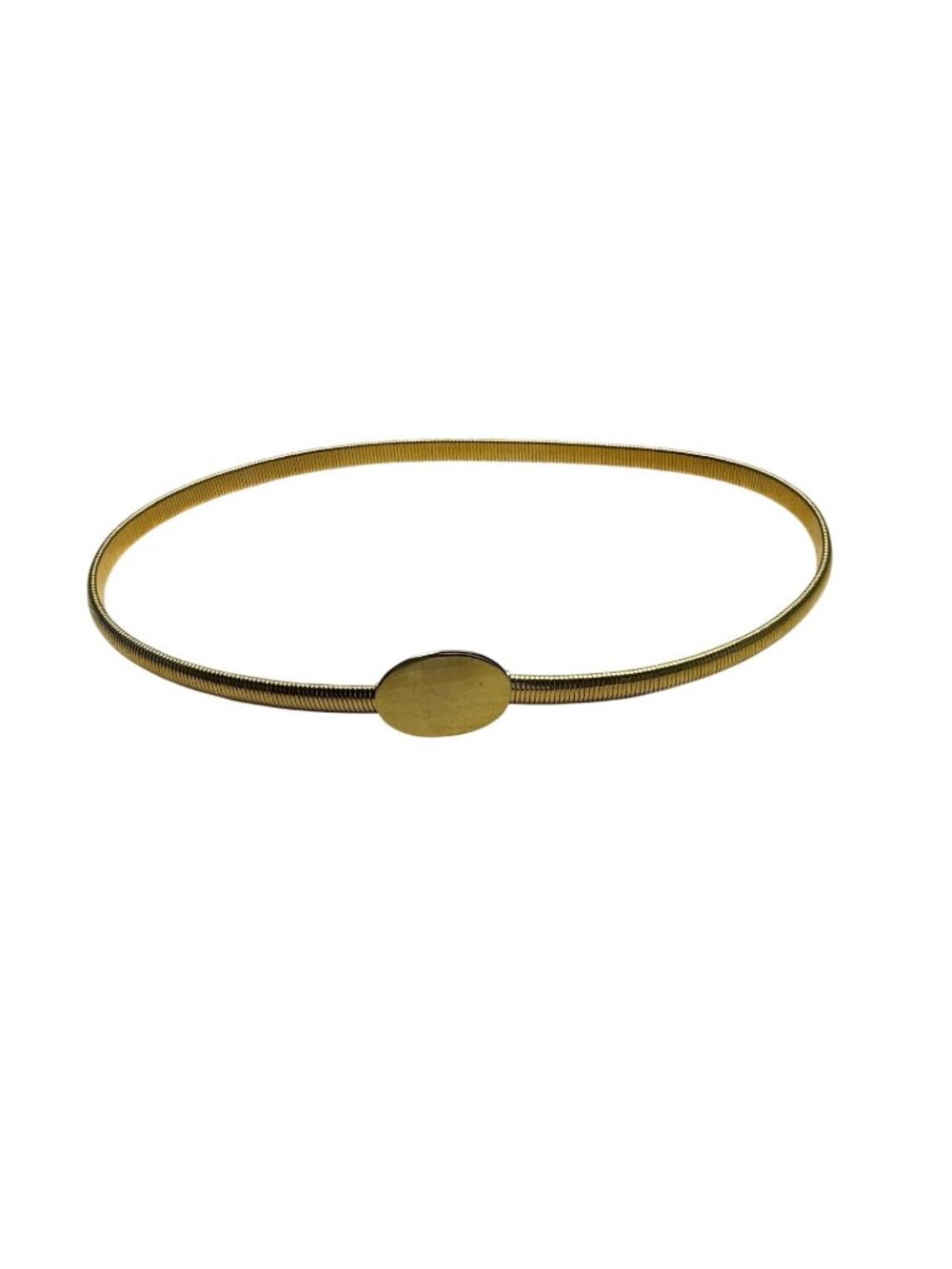 Gold Tone Womens Metal Chain Stretch Belt Oval Buckle Accessory